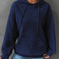 Full Size Textured Drawstring Drop Shoulder Hoodie