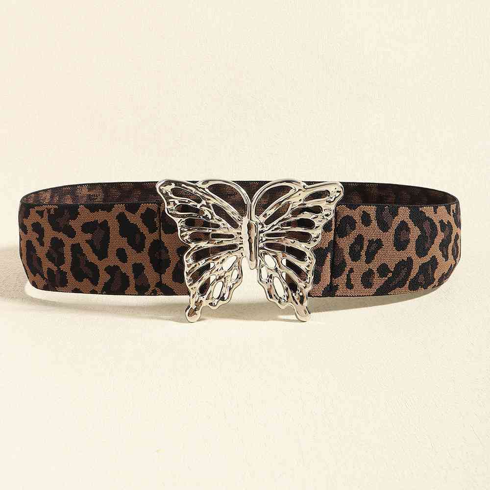 Chic Woman Butterfly Alloy Buckle Elastic Belt