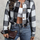 Plaid Button Up Drop Shoulder Cropped Jacket
