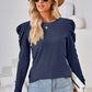 Round Neck Puff Sleeve Blouse