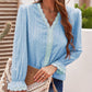 Full Size Swiss Dot Flounce Sleeve Blouse