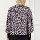 Leopard Round Neck Lantern Sleeve Slit Black Sweatshirt