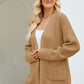 FULL SIZE Open Front Raglan Sleeve Pocketed Cardigan