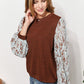 And The Why Chestnut Brown Full Size Foil Printed Sleeve Top