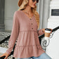 Full Size Long Sleeve V-Neck Cable-Knit Blouse