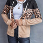 Drawstring Leopard Zip Up Hooded Jacket