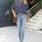 Polka Dot Round Neck Lantern Sleeve Blouse