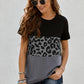 Full Size Leopard Print Color Block Short Sleeve T-Shirt