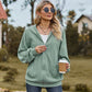 Zip Up Drawstring Long Sleeve Hooded Jacket