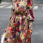Women's Zabelle Printed Tie Waist Mock Neck Lantern Sleeve Dress