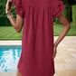 Frill Notched Flounce Sleeve Mini Dress