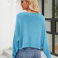 Eyelet Button Front Long Sleeve Cardigan