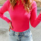 Malibu Dreams High Neck Long Sleeve Ribbed Top