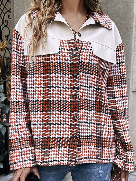 Outer Adventure Plaid Collared Neck Drop Shoulder Jacket