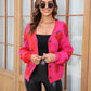 Sophia & Grace Printed V-Neck Button-Down Long Sleeve Cardigan