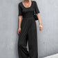 Women's Scoop Neck Half Sleeve Wide Leg Jumpsuit