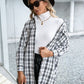 Plaid Pocketed Button Up Dropped Shoulder Jacket