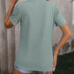Decorative Button Round Neck Short Sleeve Blouse