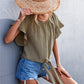 Women's Flutter Sleeve Tie-Front Blouse