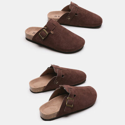 Suede Shoe Closed Toe Buckle Slides