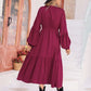 V-Neck Lantern Sleeve Ruffle Hem Dress