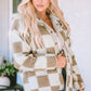 Checkered Snap Down Long Sleeve Jacket