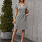 Tied Notched Short Sleeve Dress