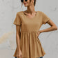 V-Neck Short Sleeve Babydoll Top