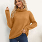 Slit Turtleneck Dropped Shoulder Sweater