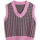 Houndstooth V-Neck Sweater Vest
