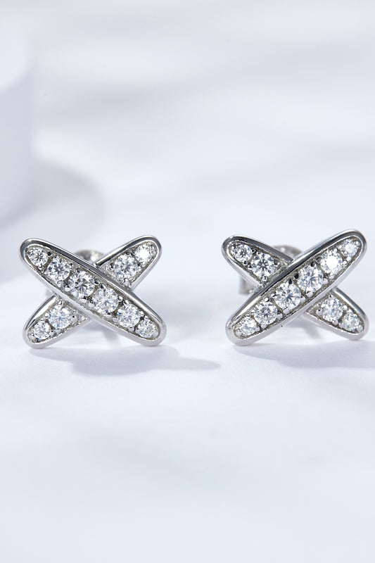 Women's 925 Sterling Silver X-Shape Moissanite Earrings