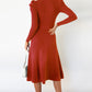 Full Size Round Neck Long Sleeve Tie Waist Sweater Dress