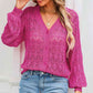 Full Size Openwork V-Neck Cardigan