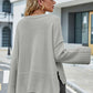 High-Low Slit Round Neck Long Sleeve Sweater