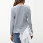Tiered Contrast Round Neck Long Sleeve T-Shirt