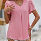 Malibu Dreams Full Size Ruche V-Neck Petal Sleeve Top