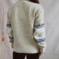 CozyWonders Geometric Mock Neck Dropped Shoulder Sweater