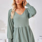 Full Size V-Neck Lantern Sleeve Blouse