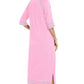 Zip Up Slit Round Neck Night Dress with Pockets