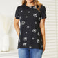 Double Take Black Full Size Dandelion Print Round Neck T-Shirt