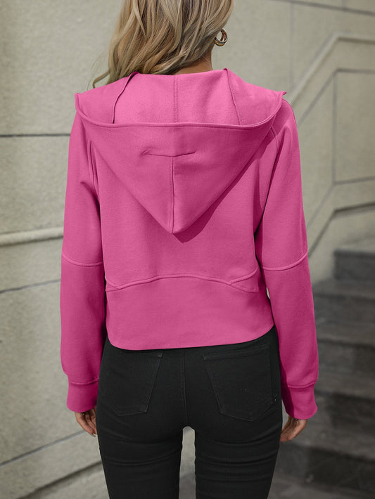 Malibu Dreams Zip-Up Raglan Sleeve Hoodie with Pocket