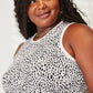 Double Take Full Size Printed Round Neck Beige Tank