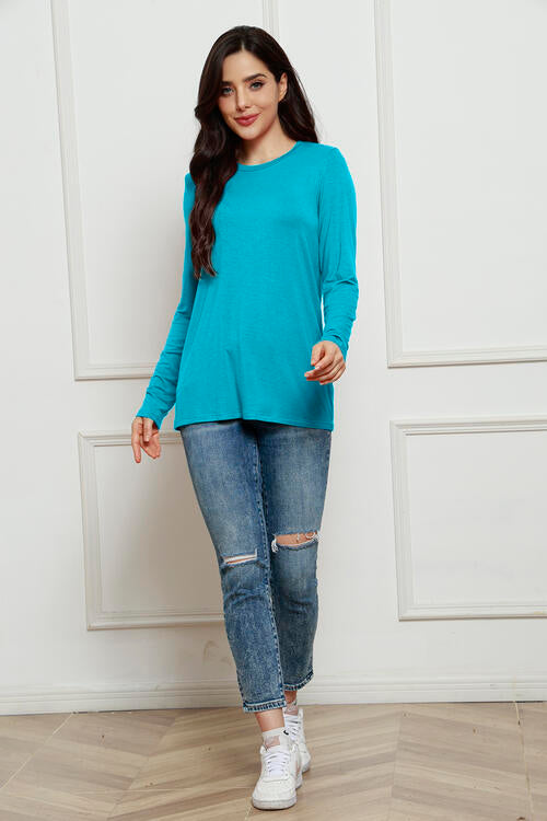 Basic Bae Full Size Round Neck Long Sleeve Top *