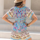 Tied Printed Short Sleeve Romper