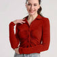 Ruched Button Up Long Sleeve T-Shirt