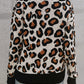 Leopard Round Neck Dropped Shoulder Sweater