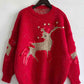 Christmas Reindeer Round Neck Long Sleeve Sweater