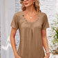 Decorative Button Scoop Neck T-Shirt