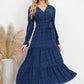 Swiss Dot Tied Surplice Flounce Sleeve Dress