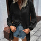 Notched Neck Balloon Sleeve Shirt